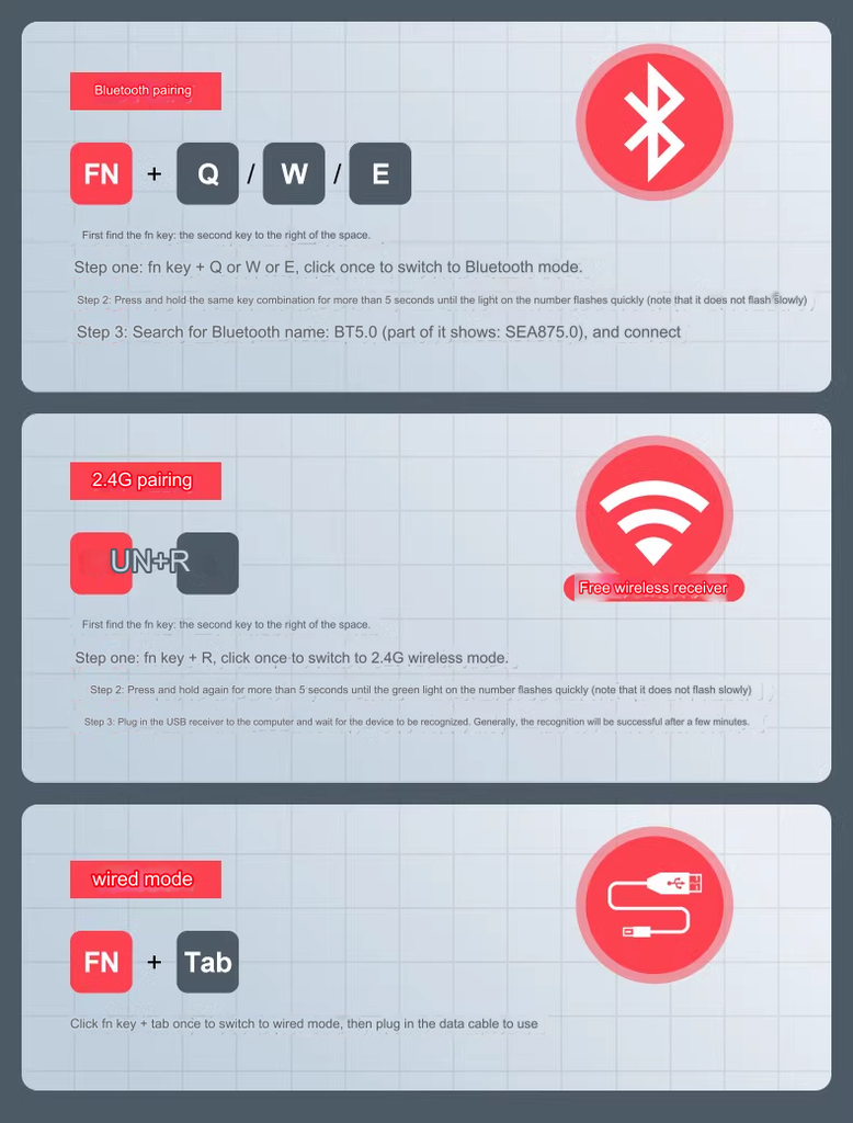 Bàn phím cơ Genshin có dây / không dây Bluetooth three-mode mechanical keyboard Shaft RGB light