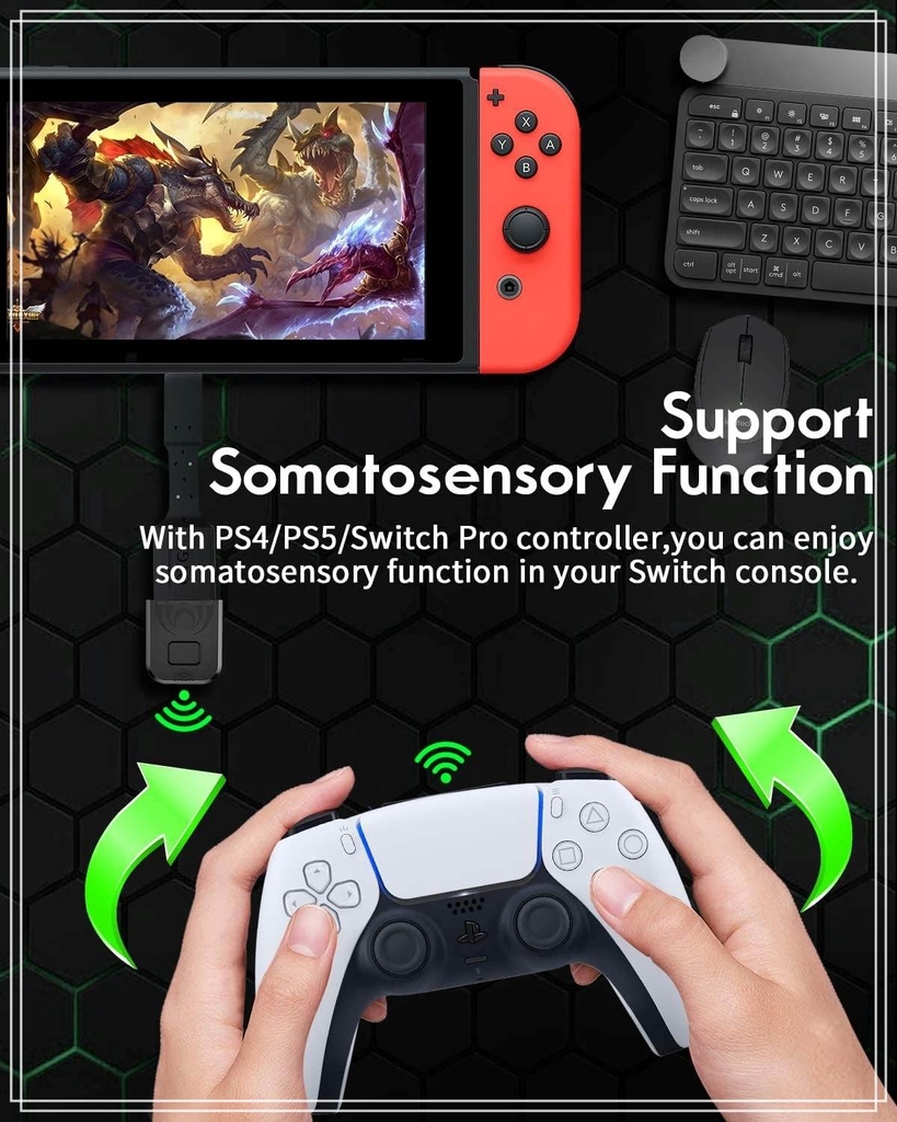 Bộ chuyển đổi bộ điều khiển không dây AOLION receiver kết nối tay cầm PS4 PS5 Switch XBOX cho Switch PC Android AL-PS2014