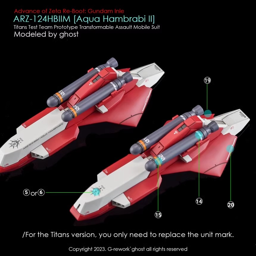 Decal dán mô hình Aqua Hambrabi II ARZ-124HBIIM các loại MG HG - Water sticker