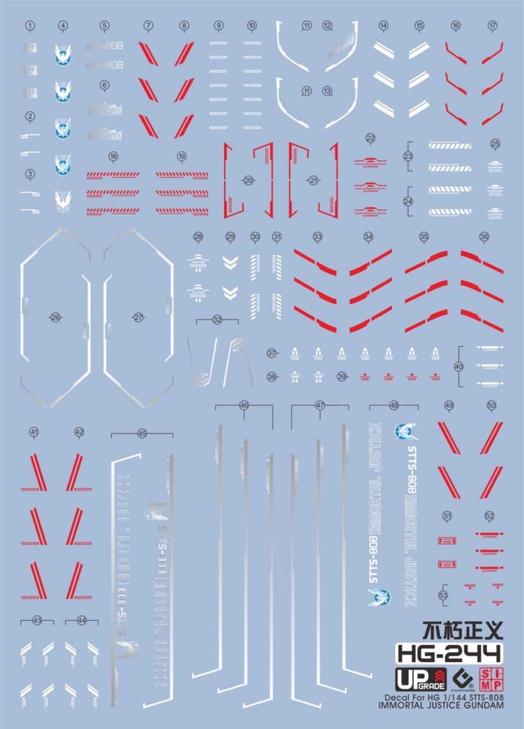 Decal nước dán mô hình Immortal Justice / Infinite Justice Gundam HG các loại - Water sticker