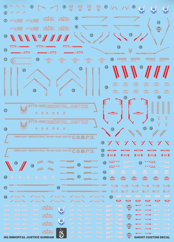 Decal nước dán mô hình Immortal Justice / Infinite Justice Gundam HG các loại - Water sticker