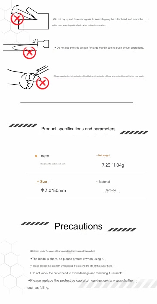 Dụng cụ HMT chisel lưỡi đẩy phẳng / khoan bằng đa năng 2.0 Multi-purpose flat bottom push knife vonfram