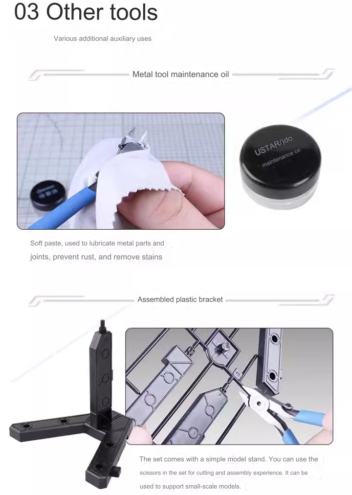 Bộ dụng cụ Ustar bản nâng cao ADVANCED Model Kit Set UA91561 (kìm dũa mài dao nhíp chống gỉ)