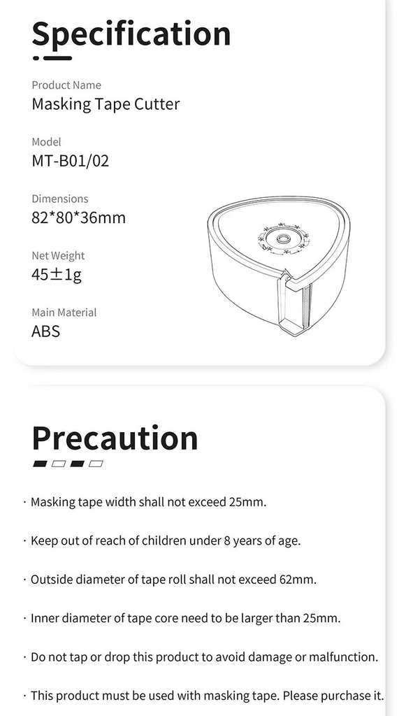 Dụng cụ DSPIAE cắt băng keo tách màu MT-B01/02 Masking Tape Cutter Model Covering Paper Storage