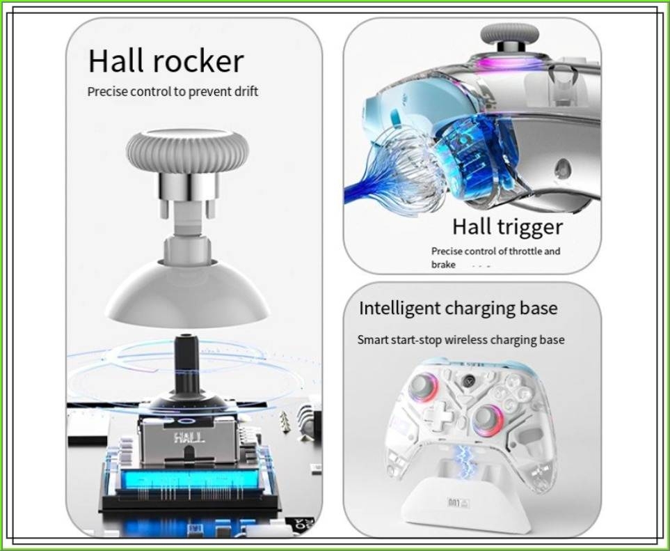 Tay cầm chơi game AOLION không dây AL-K10 EVA RGB Dual hall 2.4g Bluetooth Wireless cho PC Switch NS Android iOS