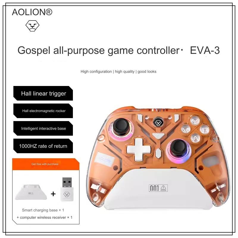 Tay cầm chơi game AOLION không dây AL-K10 EVA RGB Dual hall 2.4g Bluetooth Wireless cho PC Switch NS Android iOS