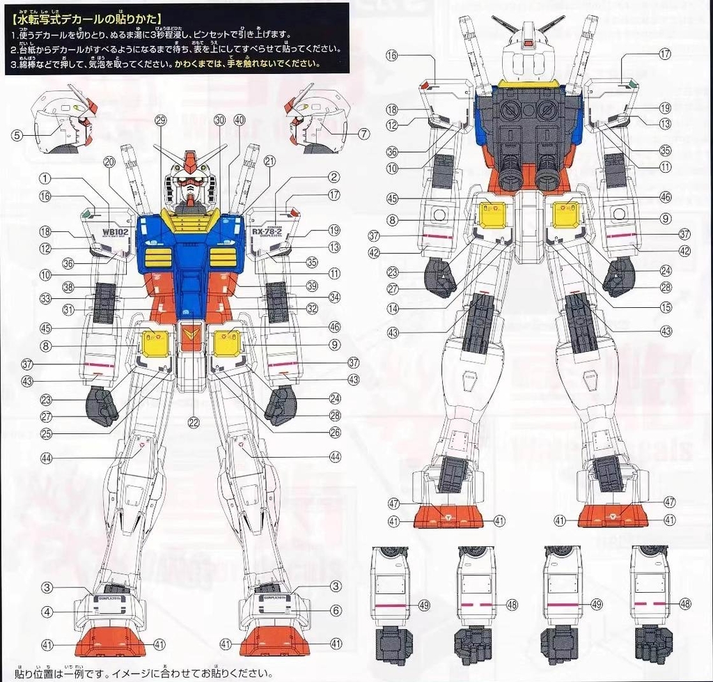 Decal nước dán mô hình RX78 RX-78 MEGA SIZE các loại - Water sticker