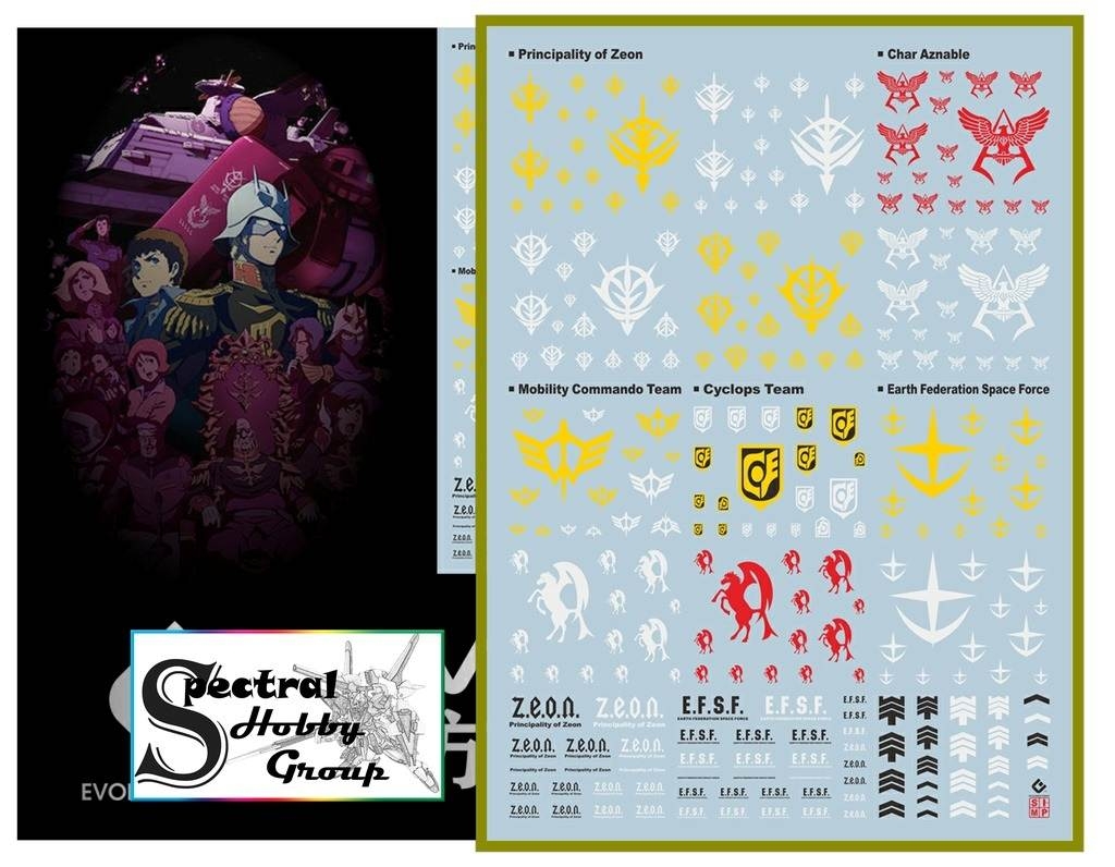 Decal nước dán mô hình Logo Gundam Seed Destiny MSV 00 UC EFSF Zeon các loại water sticker