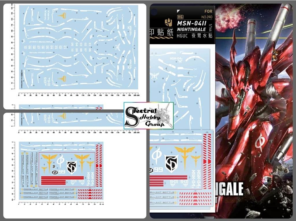 Decal nước dán mô hình Nightingale gold metallic coating SD HG 1/144 1/100 Water Sticker