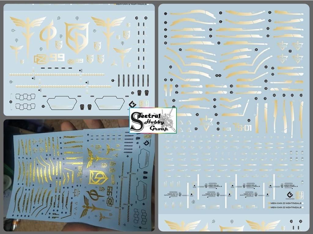 Decal nước dán mô hình Nightingale gold metallic coating SD HG 1/144 1/100 Water Sticker