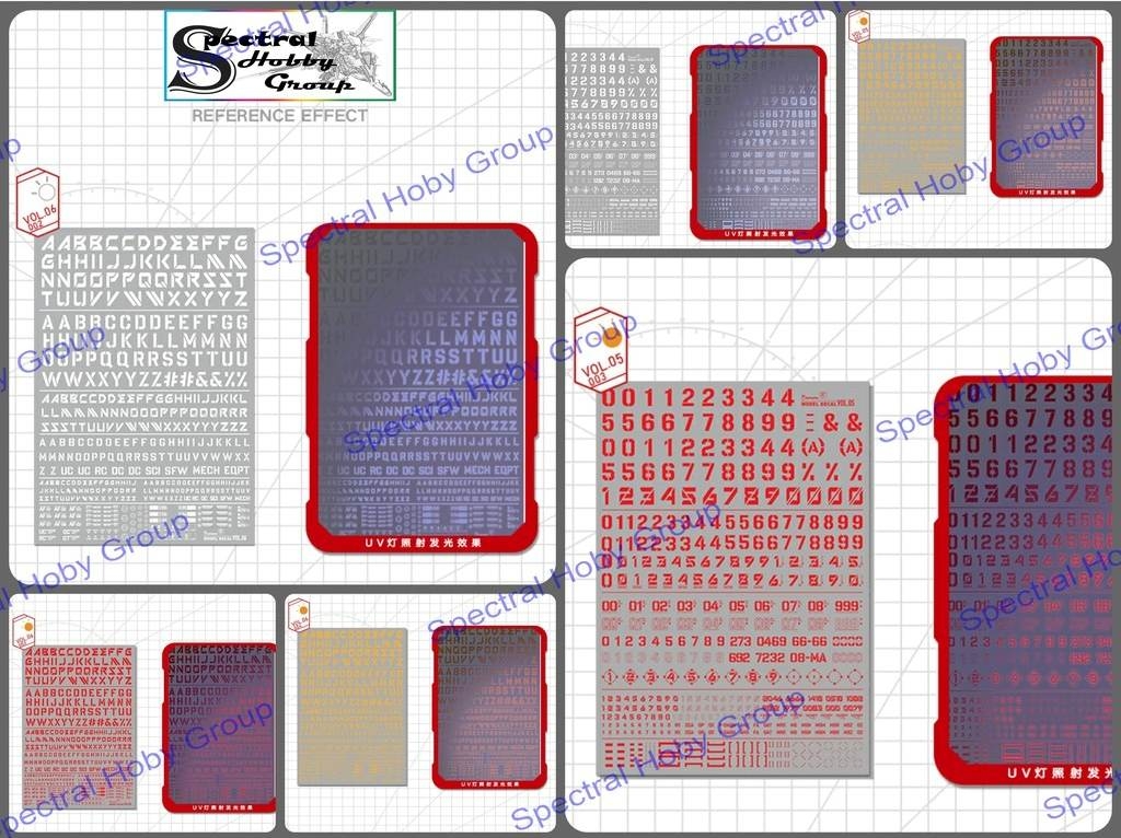 Decal nước Hobby Mio Vol5 Vol6 chữ số huỳnh quang UV Word Number các loại dán mô hình