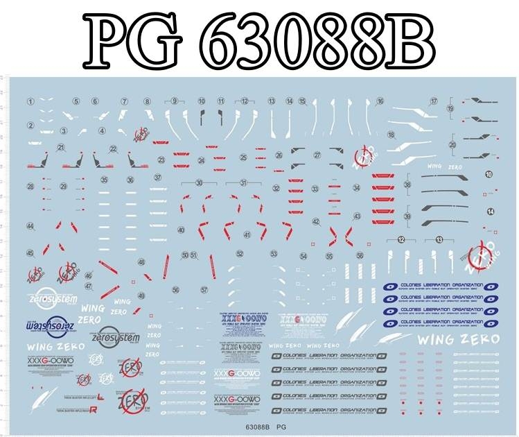 Decal nước dán mô hình Wing zero custom EW ver ka PG MG RG HG Gundam Water sticker