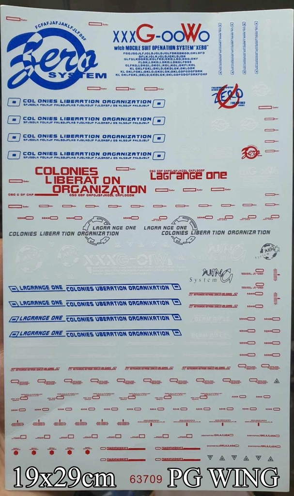 Decal nước dán mô hình Wing zero custom EW ver ka PG MG RG HG Gundam Water sticker