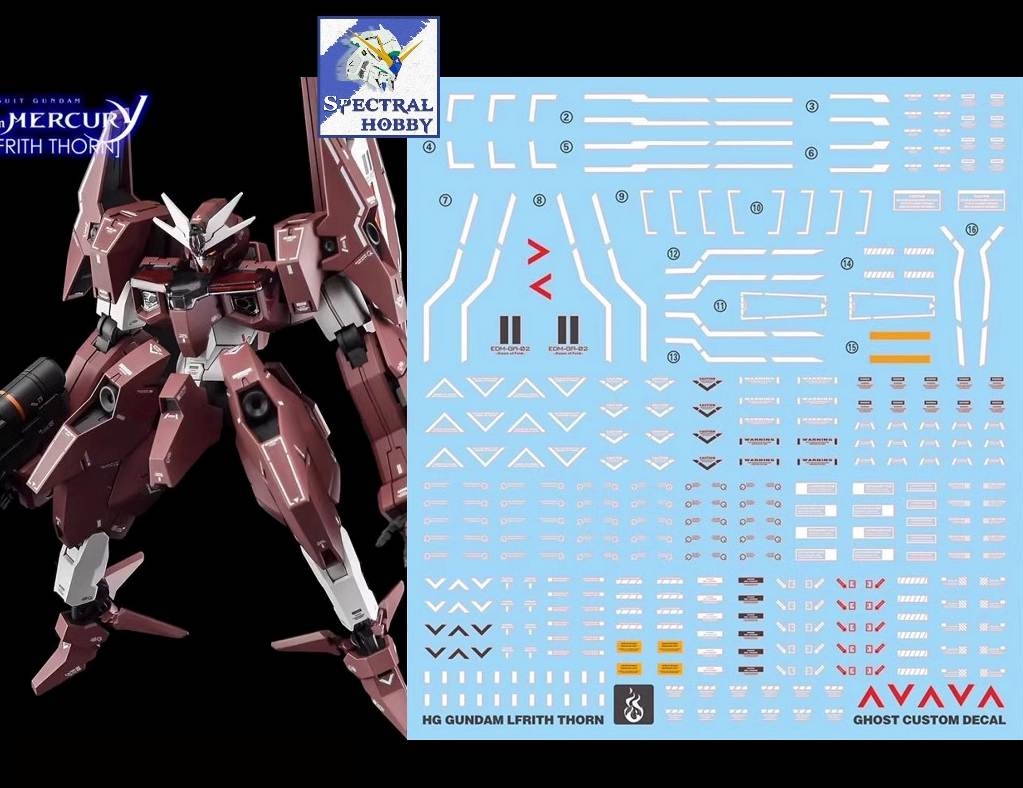 Decal nước dán mô hình LFRITH | UR | THORN JIU Gundam WITCH MERCURY water sticker