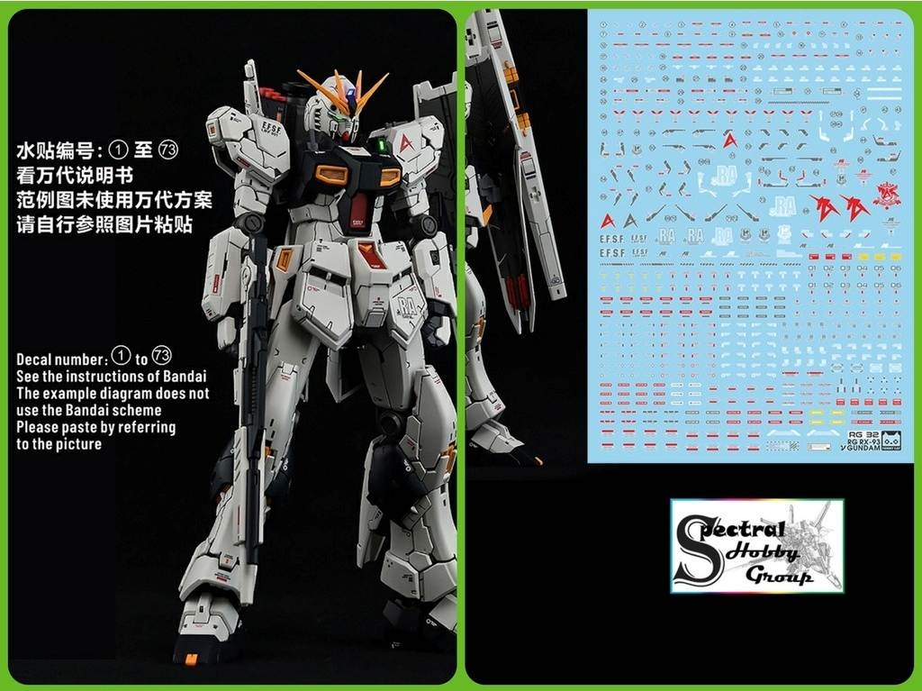 Decal nước dán mô hình RG HG NU RX93 HWS Water sticker