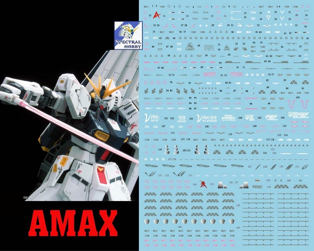 Decal nước dán mô hình RG HG NU RX93 HWS Water sticker