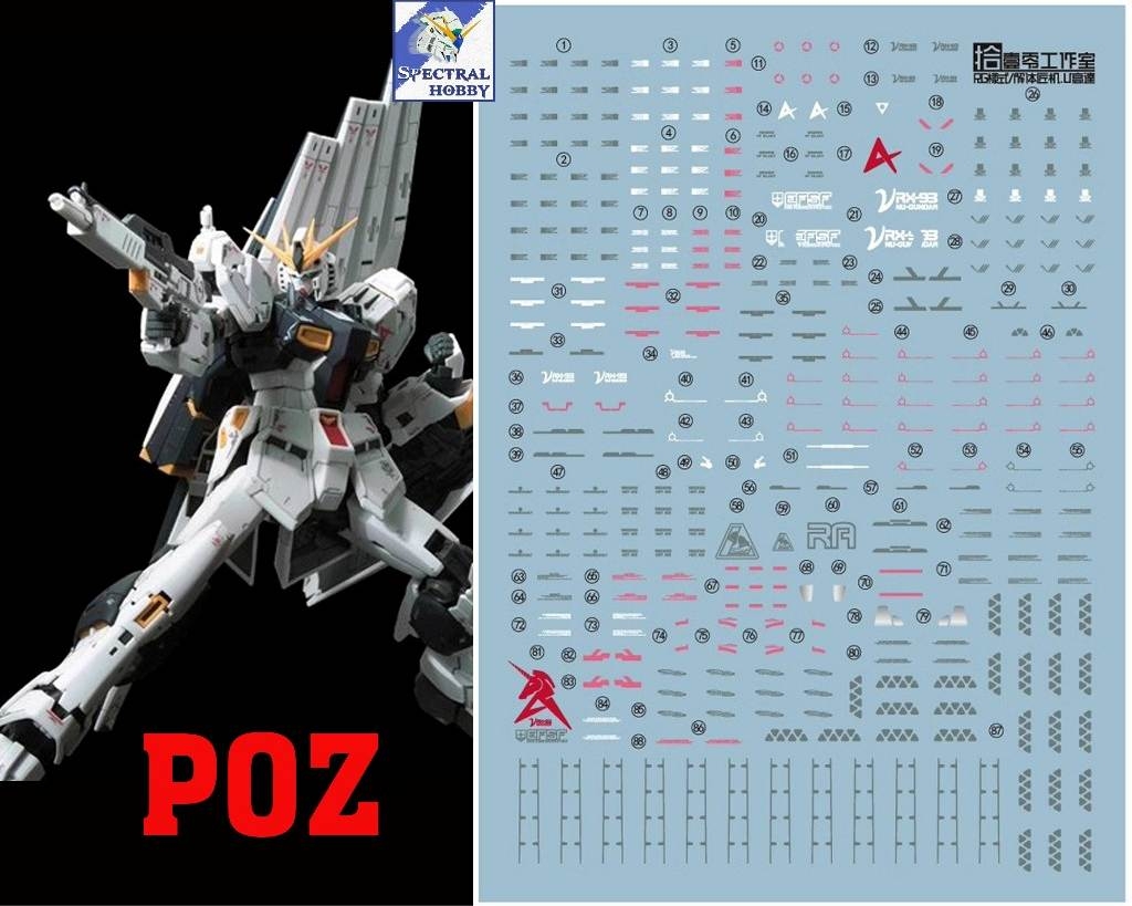Decal nước dán mô hình RG HG NU RX93 HWS Water sticker