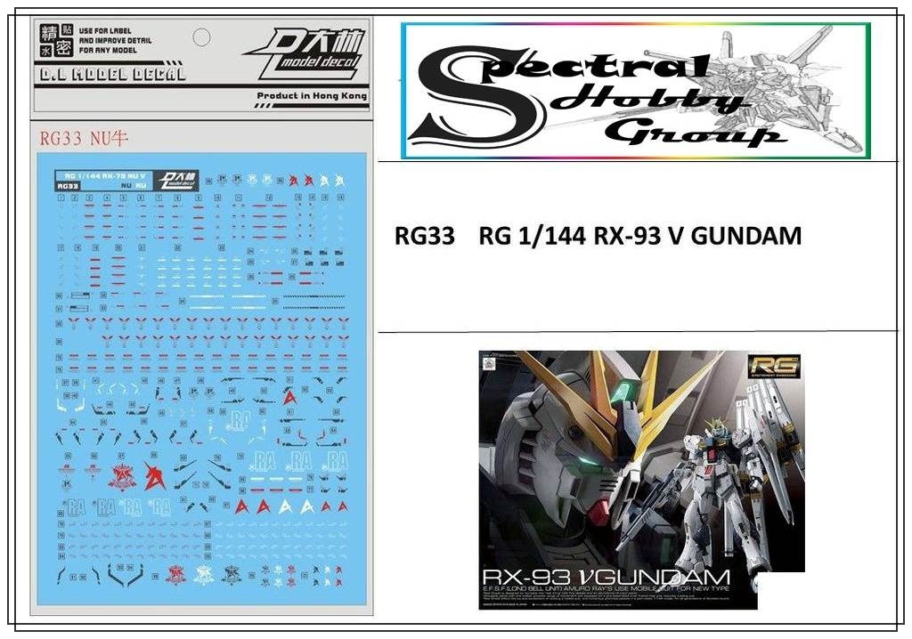 Decal nước dán mô hình RG HG NU RX93 HWS Water sticker