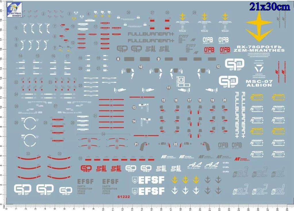 Decal nước dán mô hình gundam GP01 GP01FB GP02 GP03 RX78 PG MG RG Water sticker