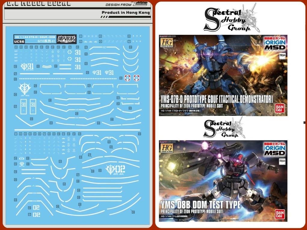 Decal nước dán mô hình HG GTO Guncannon Gouf Dom Guntank Zaku Black Char Origin các loại Water sticker