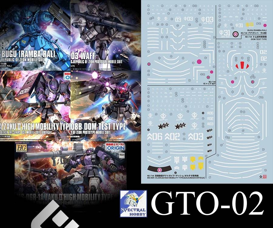 Decal nước dán mô hình HG GTO Guncannon Gouf Dom Guntank Zaku Black Char Origin các loại Water sticker