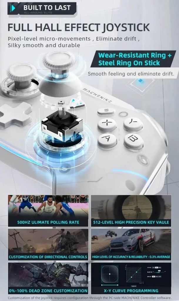 Tay cầm chơi game không dây Machenike G5 Pro Elite Hall Trigger Joystick Cho Switch Pc Android iOS Usb Bluetooth 2.4g