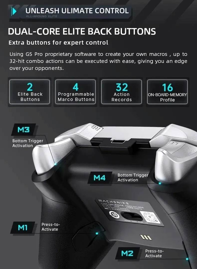 Tay cầm chơi game không dây Machenike G5 Pro Elite Hall Trigger Joystick Cho Switch Pc Android iOS Usb Bluetooth 2.4g