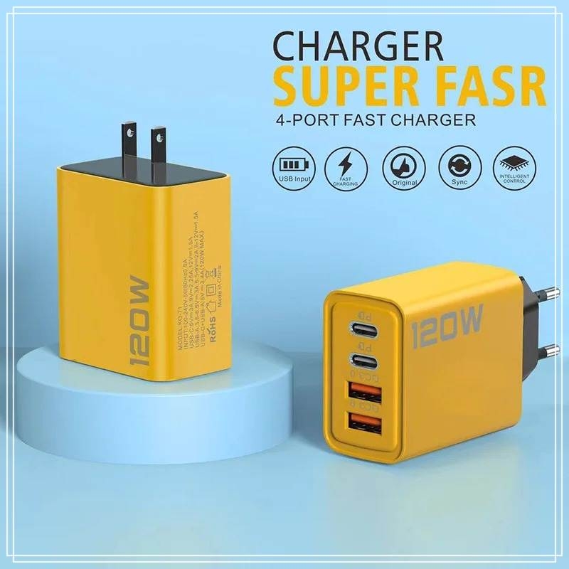 Cốc Sạc 120W Fast Charger Type C Quick Charge 3.0 USB (2USB+2PD) Charging