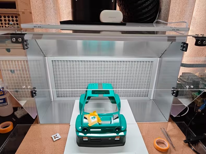 Hộp hút mùi khí cho sơn mô hình LA-03 Negative pressure spray paint box Metal liner BJD Lazy