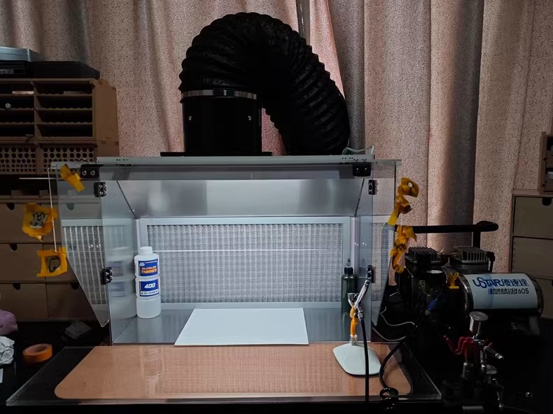 Hộp hút mùi khí cho sơn mô hình LA-03 Negative pressure spray paint box Metal liner BJD Lazy