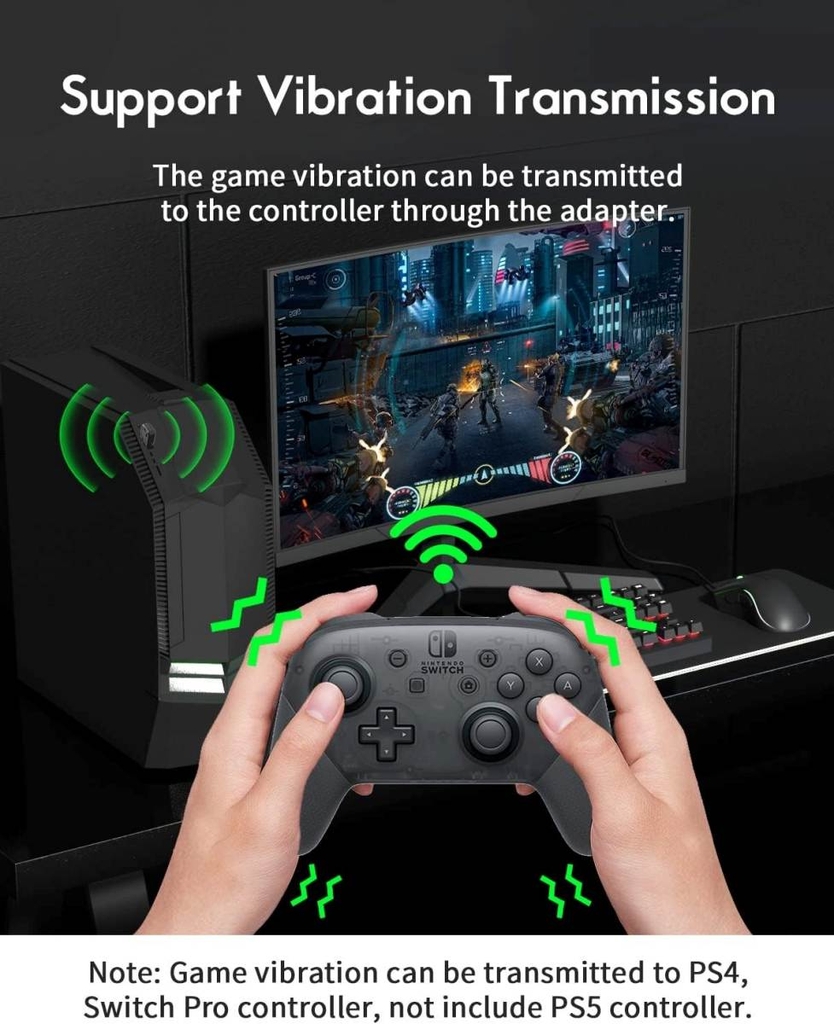 Bộ chuyển đổi bộ điều khiển không dây AOLION receiver kết nối tay cầm PS4 PS5 Switch XBOX cho Switch PC Android AL-PS2014