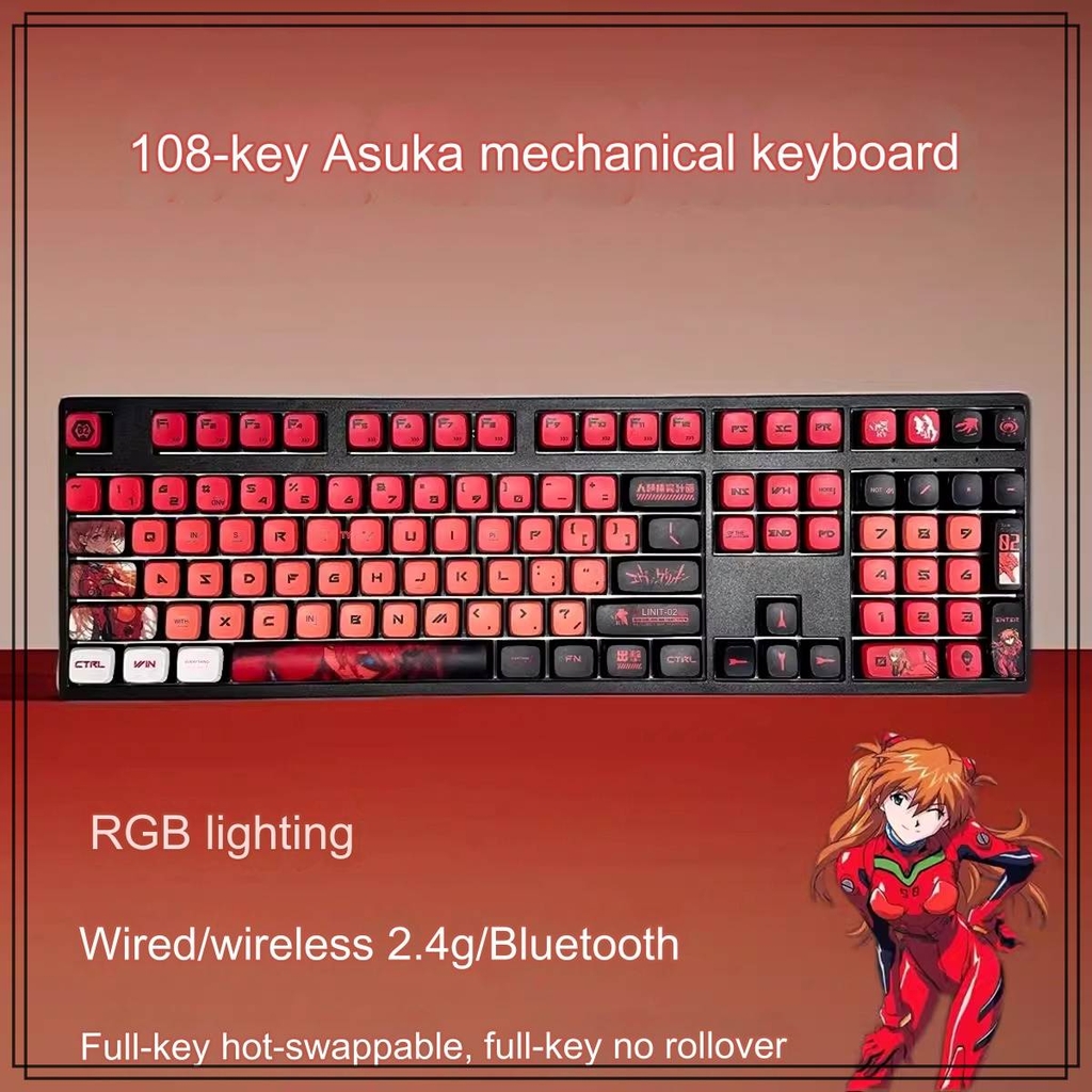 Bản sao của Bàn phím cơ EVA Neon Genesis Evangelion Rei có dây / không dây Bluetooth mechanical keyboard RGB light