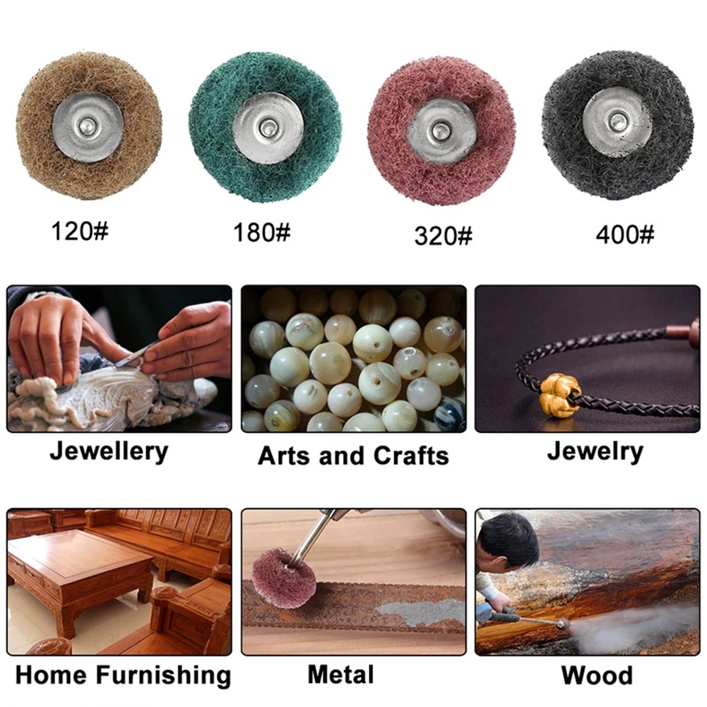 Mài dũa đánh bóng kim loại gỗ đá ngọc 25mm gắn máy mài mini Fiber nylon grinding Metal Polishing Abrasive Brush Jewelry
