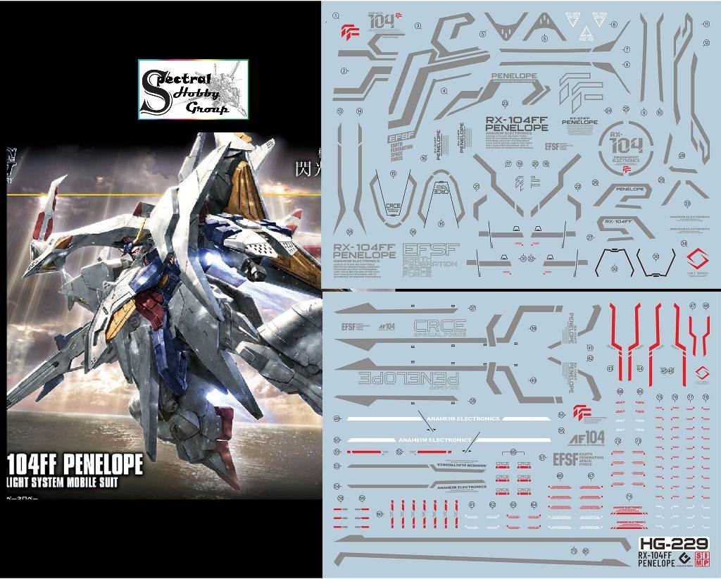 Decal nước dán mô hình HG RX104 RX105 FF PENELOPE Xi Gundam Water Sticker