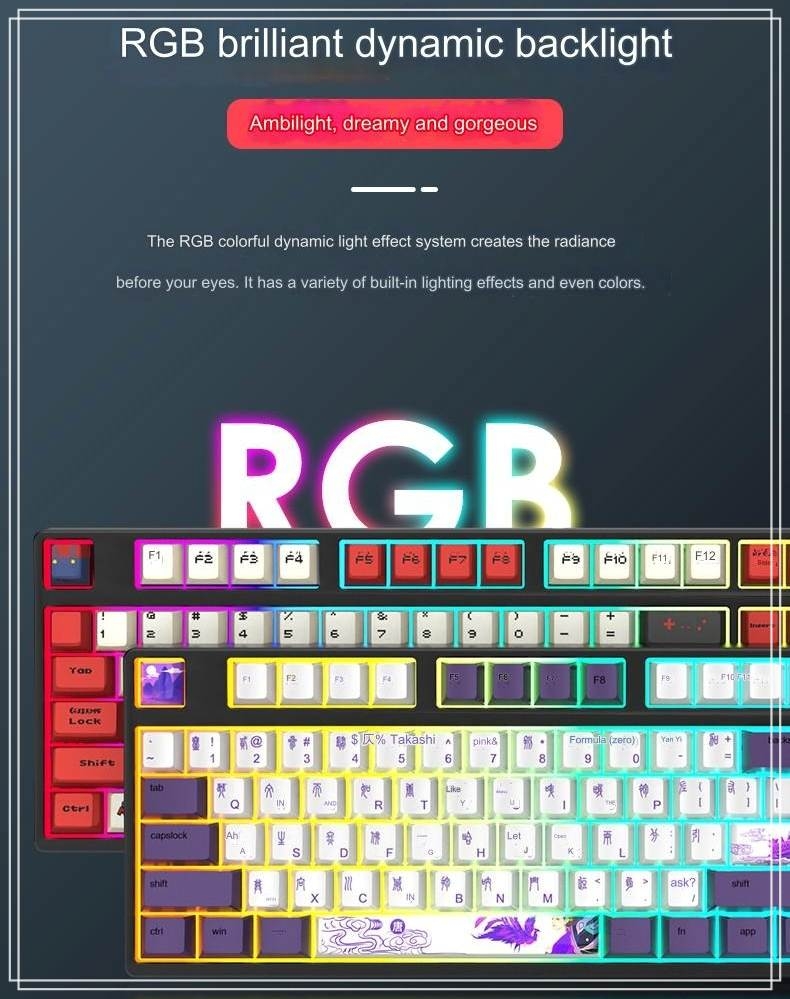 Bản sao của Bàn phím cơ EVA Neon Genesis Evangelion Rei có dây / không dây Bluetooth mechanical keyboard RGB light