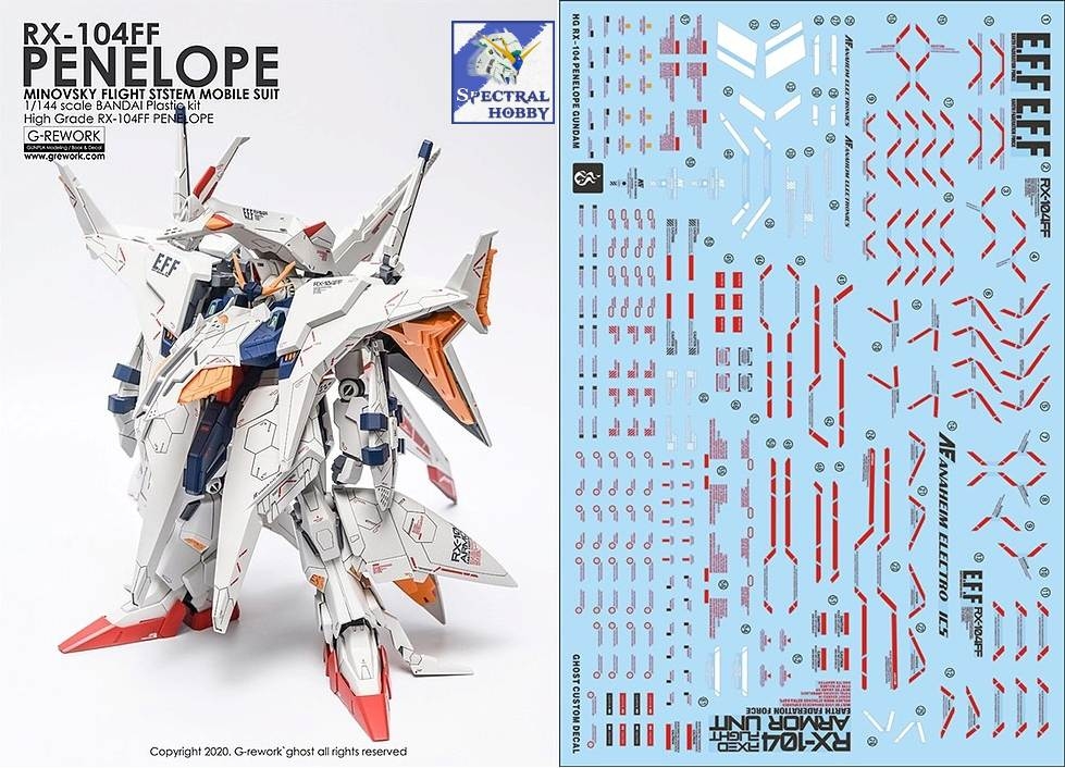 Decal nước dán mô hình HG RX104 RX105 FF PENELOPE Xi Gundam Water Sticker
