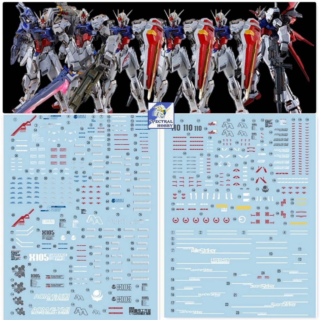 Decal nước dán mô hình Perfect Aile Strike Rouge Sword Launcher MG MB gundam Water sticker