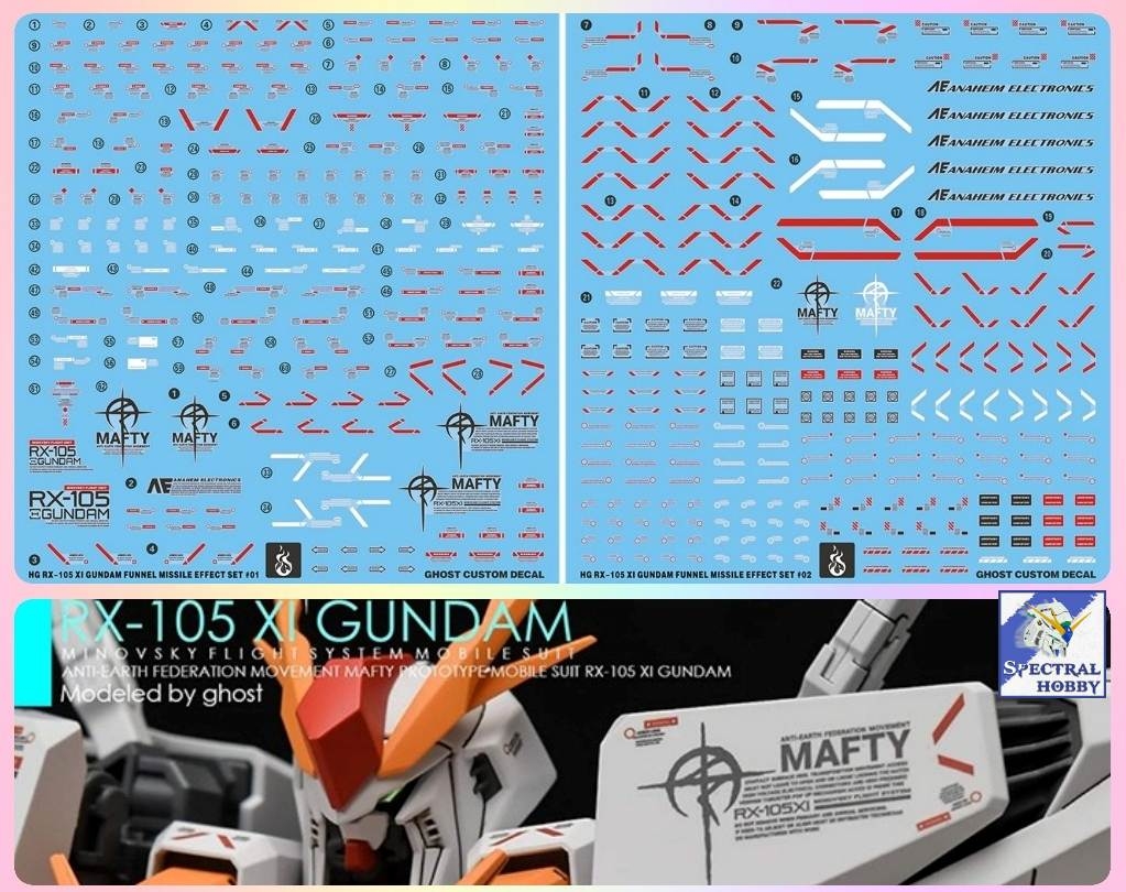 Decal nước dán mô hình HG RX104 RX105 FF PENELOPE Xi Gundam Water Sticker