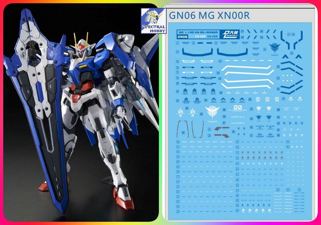Decal nước dán mô hình Gundam XN 00 Raiser 7s Seven sword 00R 007S MB MG RG HG Water sticker