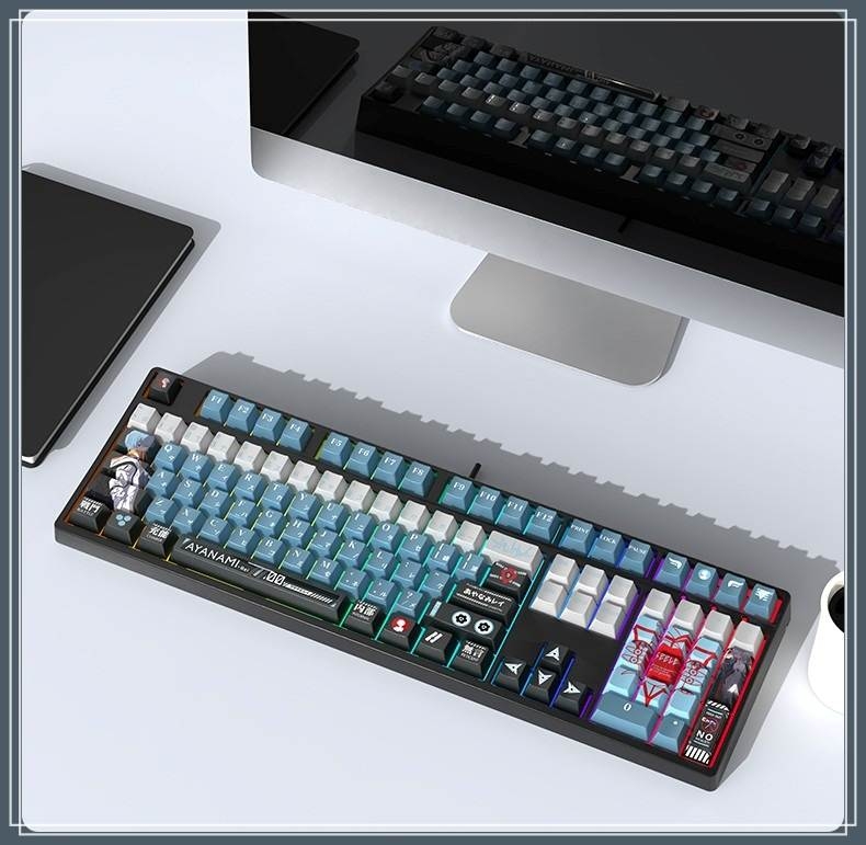 Bản sao của Bàn phím cơ EVA Neon Genesis Evangelion Rei có dây / không dây Bluetooth mechanical keyboard RGB light