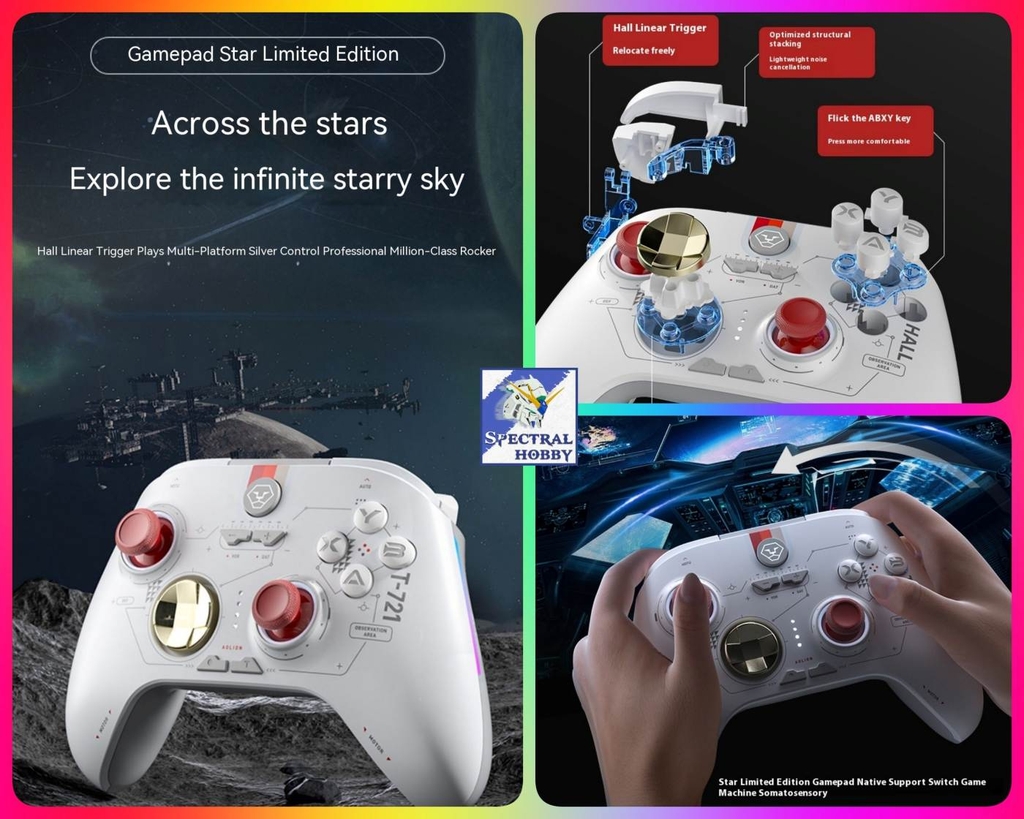 Tay cầm chơi game AOLION ALNS2286 Dual hall 2.4g Bluetooth Wireless PC Switch Android iOS