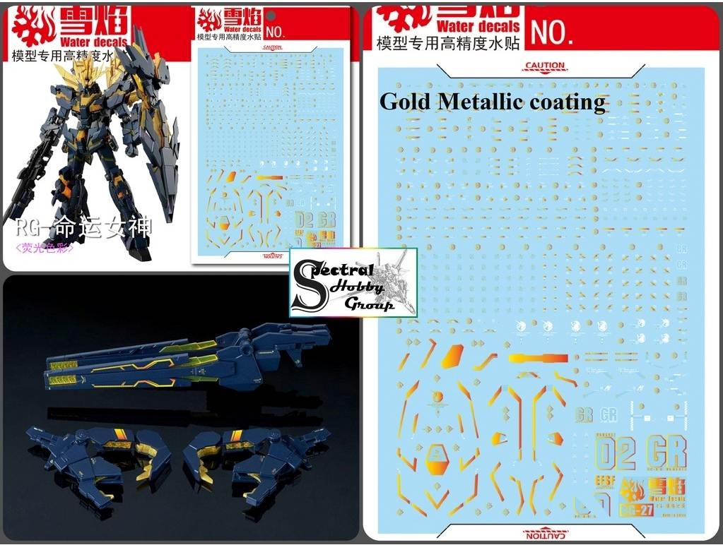 Decal nước dán mô hình RG HG UNICORN BANSHEE Full Armor FA Perfectibility Water sticker