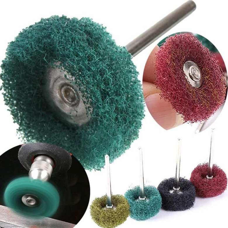 Mài dũa đánh bóng kim loại gỗ đá ngọc 25mm gắn máy mài mini Fiber nylon grinding Metal Polishing Abrasive Brush Jewelry