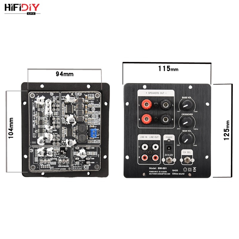 Bảng Mạch HIFIDIY khuếch đại âm thanh Bluetooth 5.0 TPA3116 (50W*2+100W) TPA3118 (30W*2+60W) SW501 Amplifier