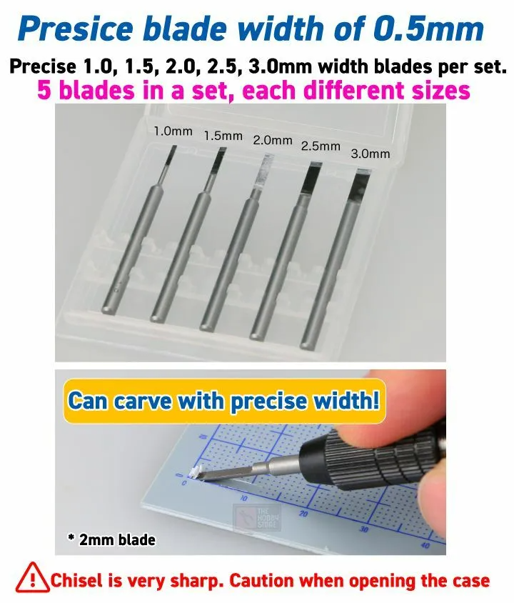 Dụng cụ mô hình lưỡi chisel phẳng Godhand GH-BBH-1-3 Bit Flat Blade set