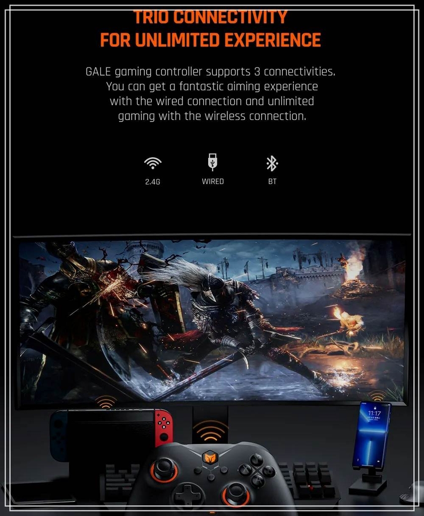 Tay cầm chơi game BIGBIG Won Gale Hall không dây Wireless 2.4G Bluetooth cho PC iOS Android Switch