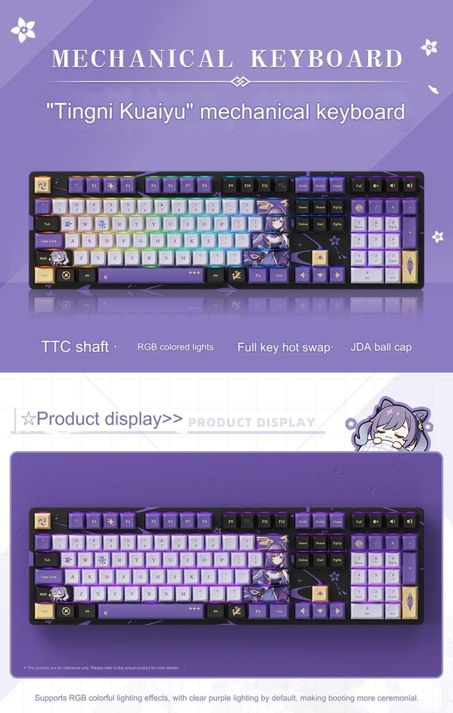 Bản sao của Bàn phím cơ EVA Neon Genesis Evangelion Rei có dây / không dây Bluetooth mechanical keyboard RGB light