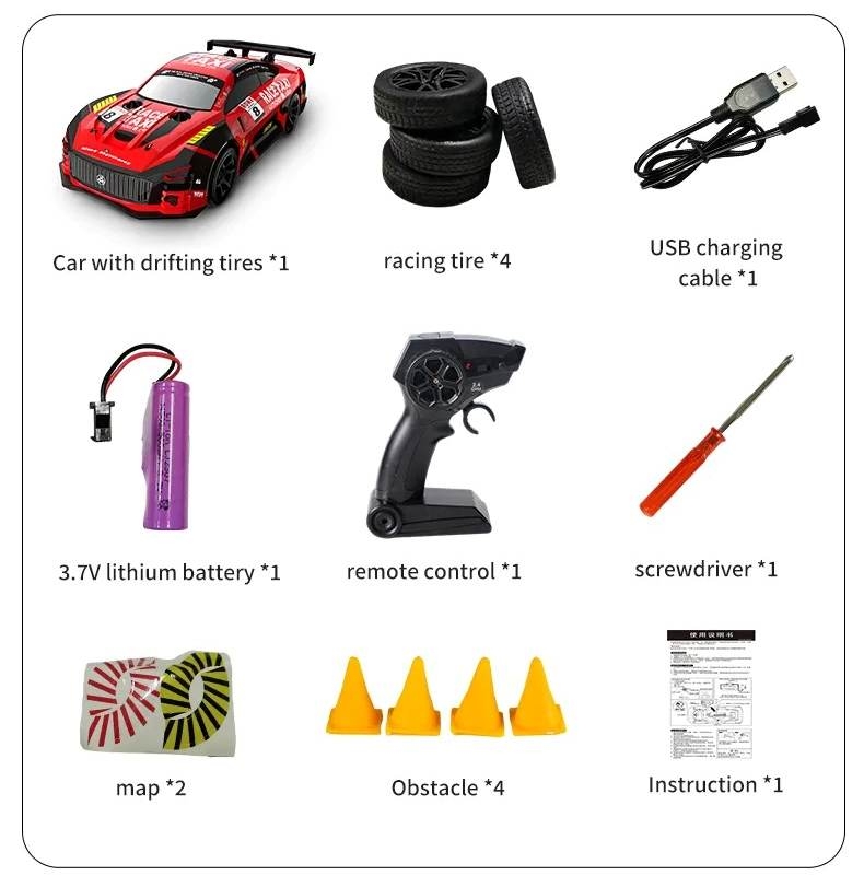 Ô tô điều khiển RC Car Drift 1/24 Light Chaser Drift 4WD 2.4G JJRC Q165 Colorful Lighting