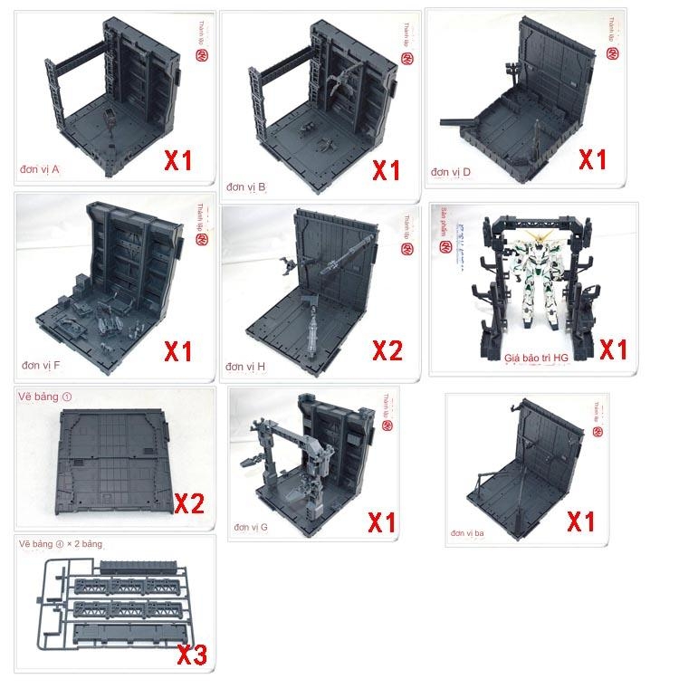 Mô hình sa bàn Domain Base CG Set 10 bộ gundam Hangar