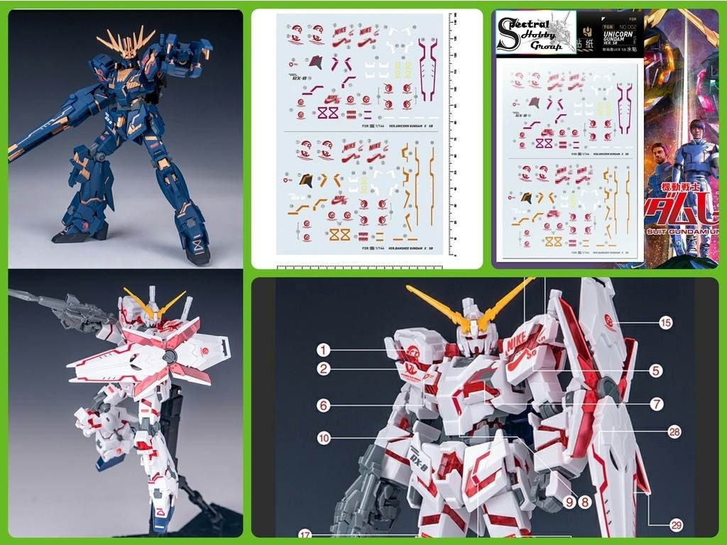 Decal nước dán mô hình RG HG UNICORN BANSHEE Full Armor FA Perfectibility Water sticker